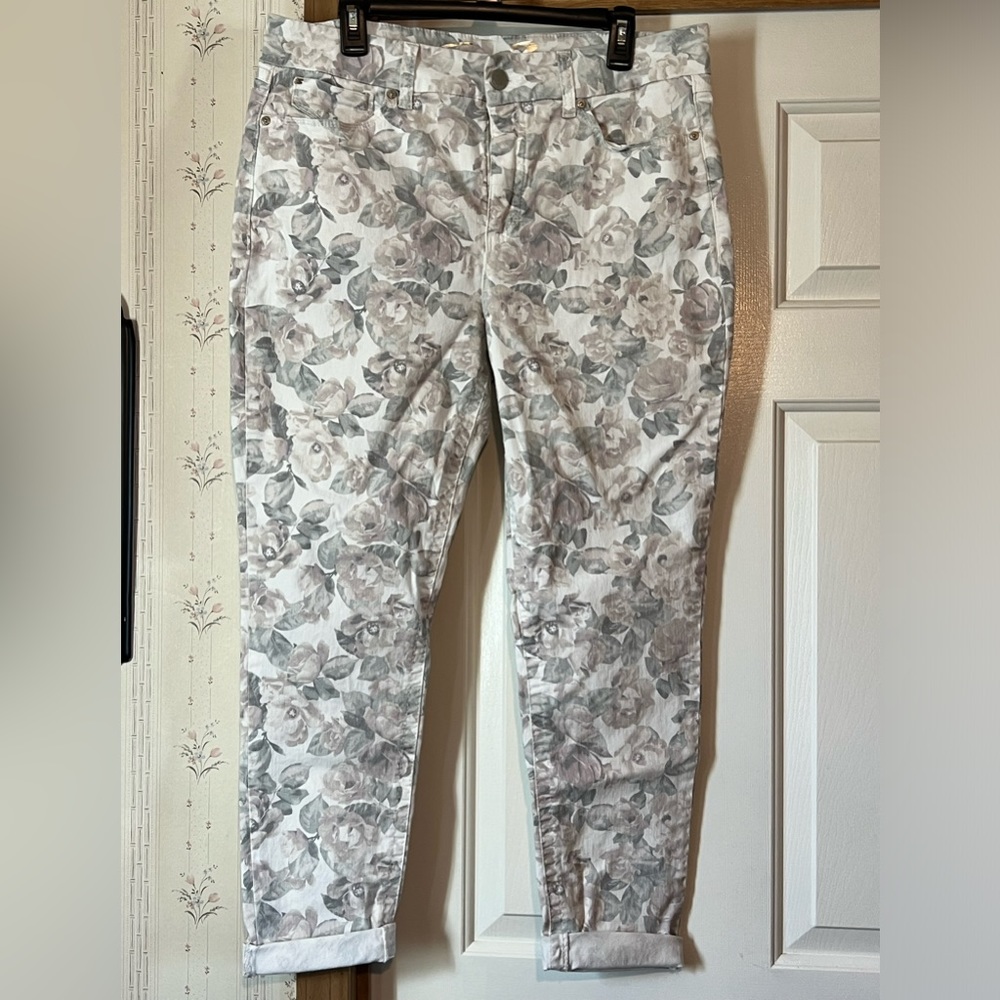Muted pastels floral jeans